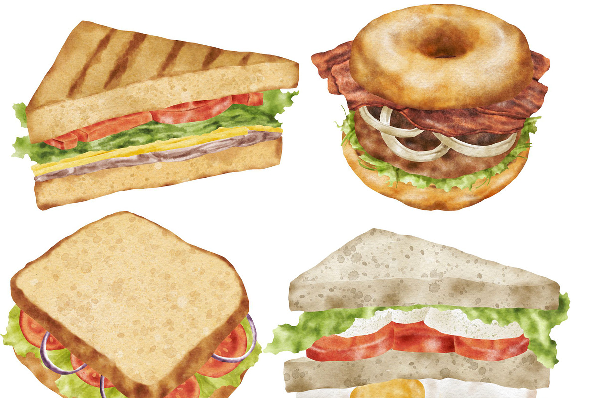 Watercolor Burger & Sandwich, a Food Illustration by ArtbyHien (Photo 4 of 6)
