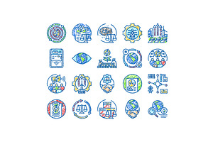 energy policy infrastructure icons, an Object Illustration by pikepicture