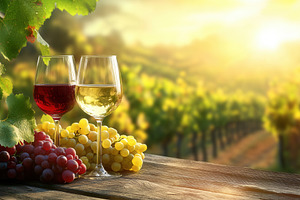 Glasses of red and white wine, a Photo by Pavel_design