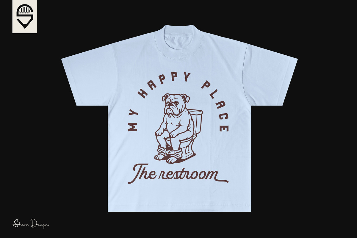Funny Bulldog Restroom T-shirt, a Graphic by shaondesigns (Photo 2 of 4)
