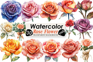 Rose Flower Clipart Bundle, an Illustration by Black Bird Studio