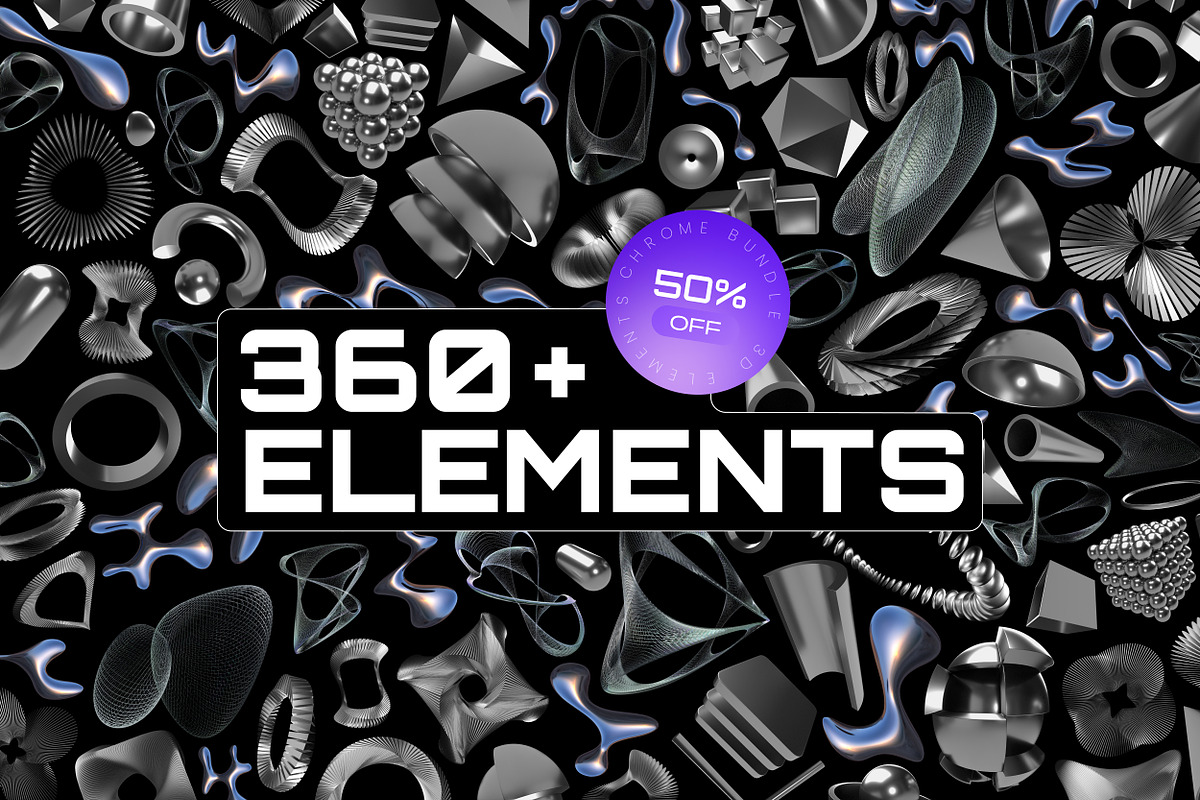 Chrome 3D Bundle 360+ elements, an Object Graphic by assetpro.design (Photo 4 of 6)