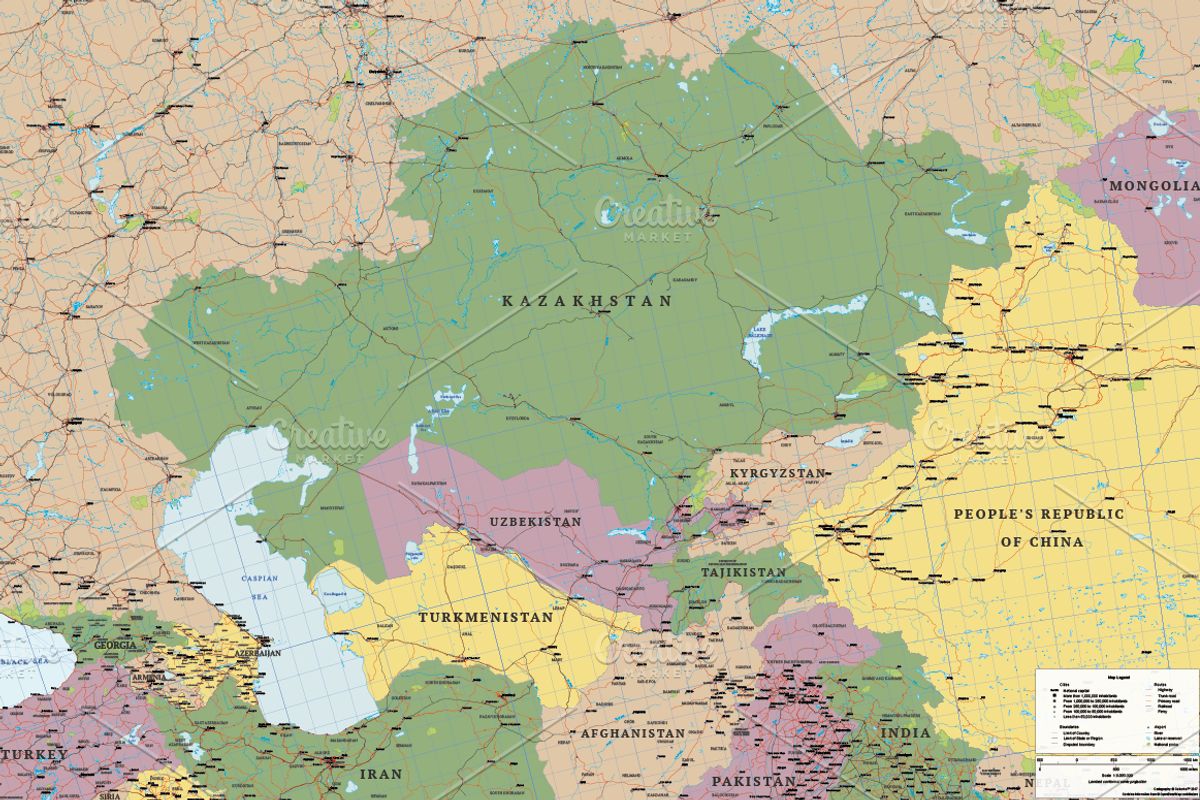 Political Map of Asia - Central Asia, an Education Illustration by Cartorical (Photo 5 of 9)