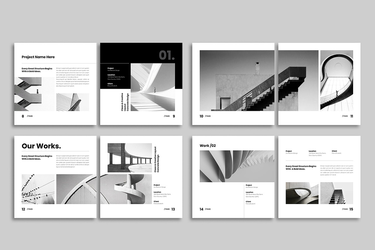 Square Architecture Portfolio Design, a Brochure Template by Spark_Creative (Photo 12 of 14)