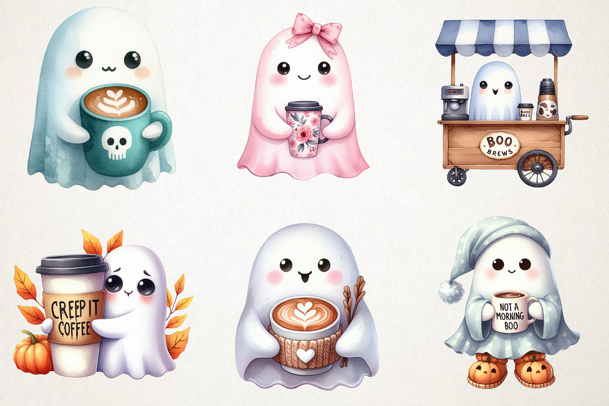 Ghost with Coffee Clipart, an Illustration by RobertsArt (Photo 2 of 7)