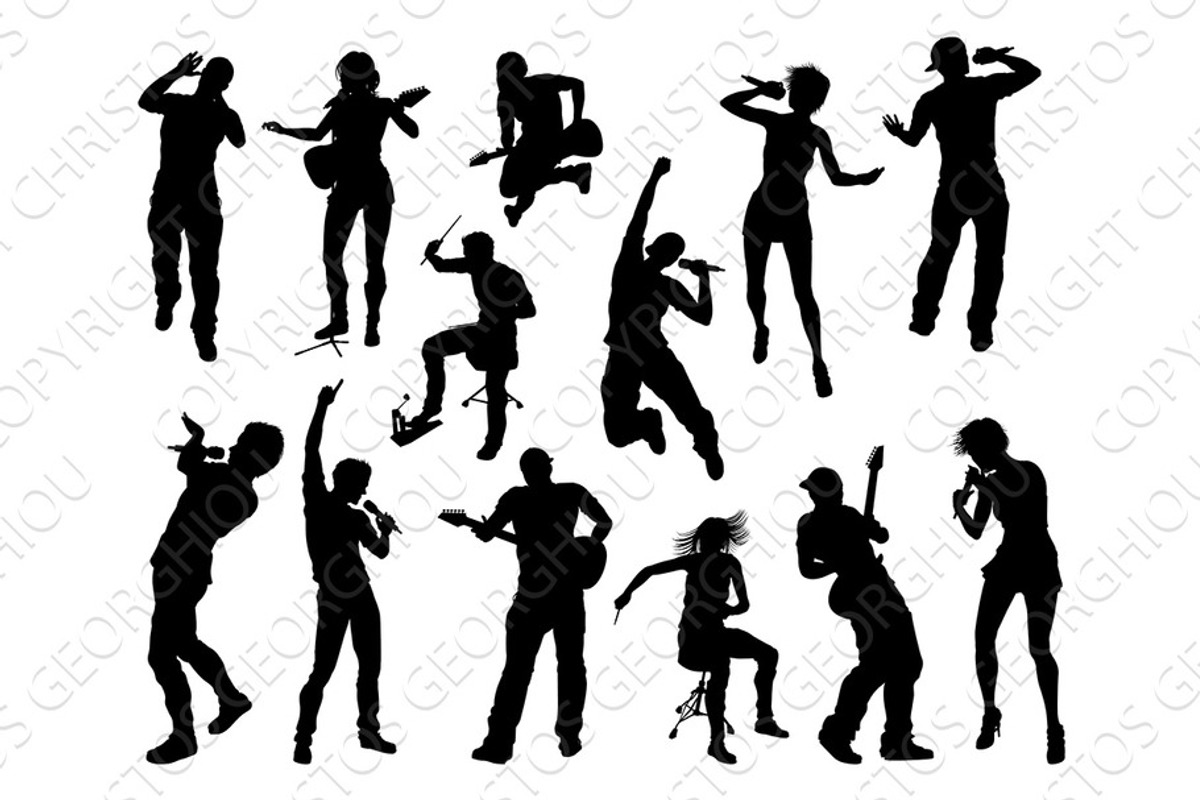 Silhouette Rock or Pop Band, a Person Illustration by Christos Georghiou