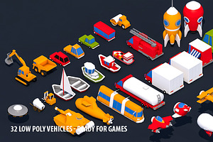 32 Low Poly Vehicles - Game Design