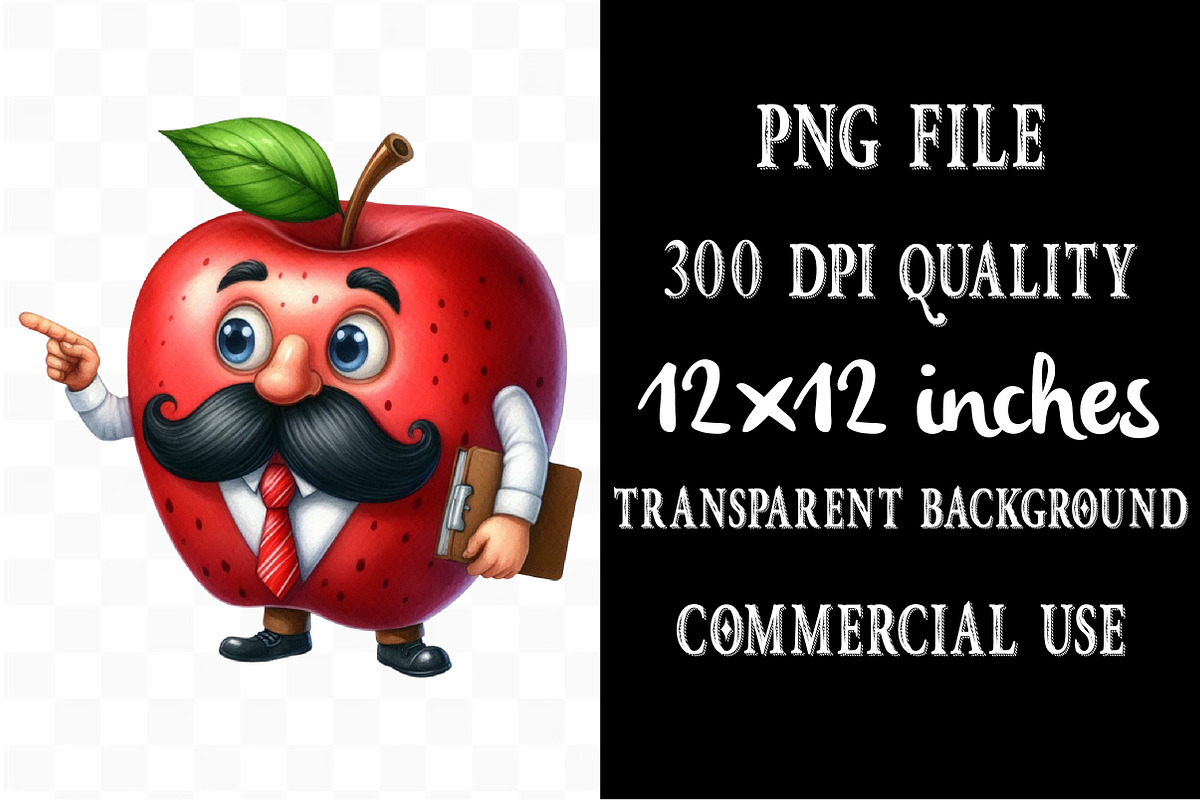 Back to School Funny Apple Clipart, an Illustration by Designking (Photo 4 of 4)