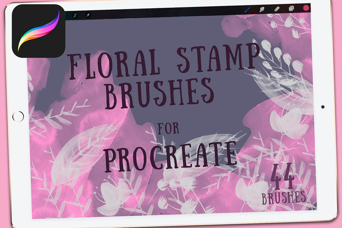 Floral Brush stamps for Procreate, a Brush Add-On by Graphics Resources (Photo 1 of 15)