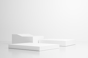 Square white podiums.