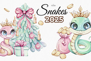 Watercolor Snakes | New year 2025, a Seasonal Illustration by katmonne (Thumbnail 1 of 10)