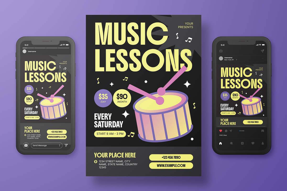 Music Lesson Flyer Set, a Flyer Template by Annora Studio (Photo 4 of 6)