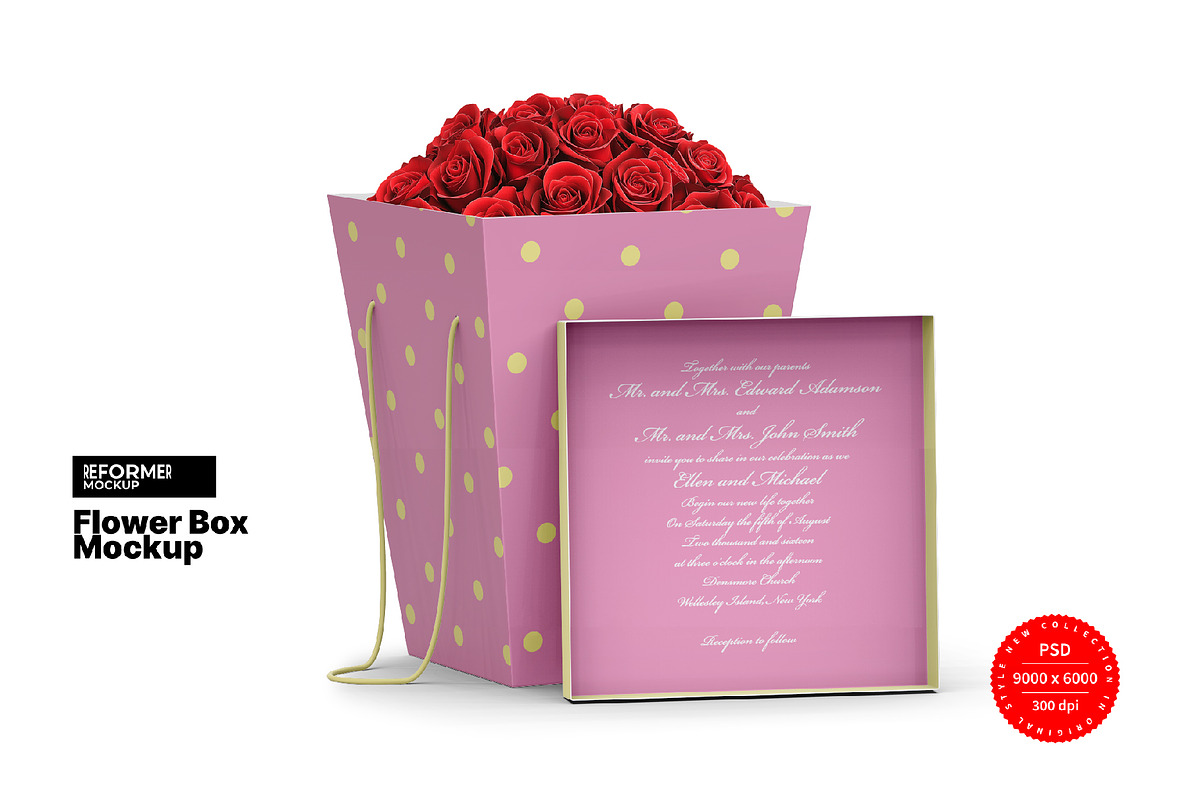 Flower Box Mockup, a Packaging Mockup by Reformer Mockup (Photo 1 of 5)