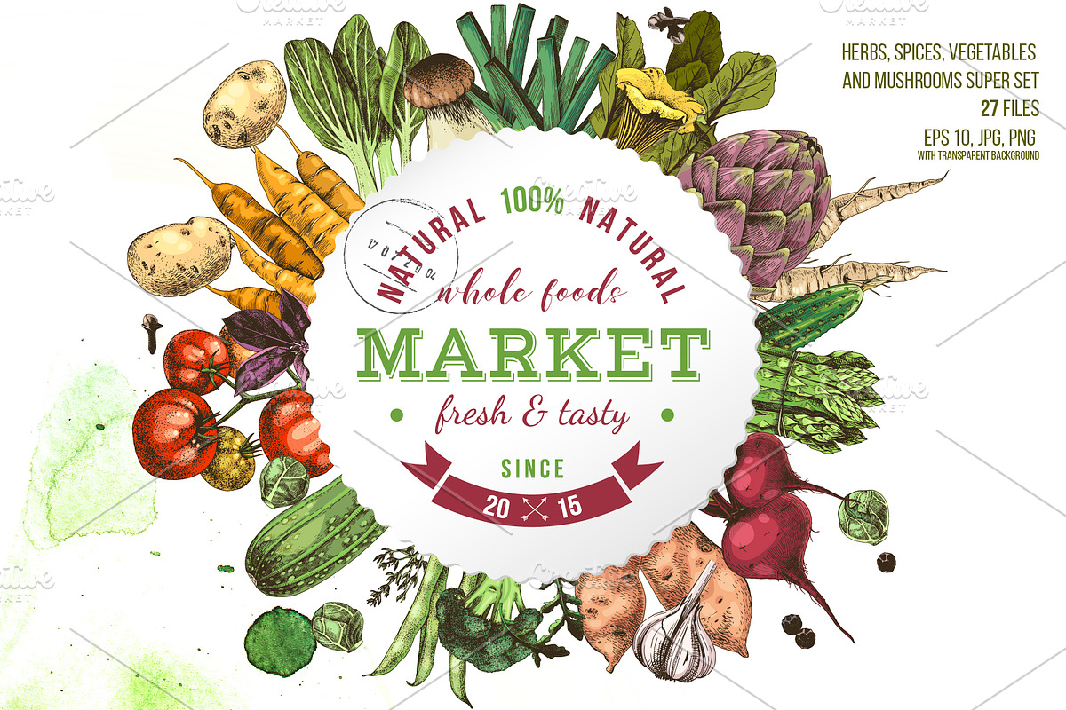 Ultimate vegetables set, a Food Illustration by handsketched (Photo 1 of 19)