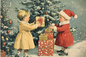 Children joyfully exchanging gifts, an Object Illustration by Beautiful things