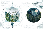 Watercolor fir trees and mountains, an Illustration by marie dricot (Thumbnail 2 of 11)