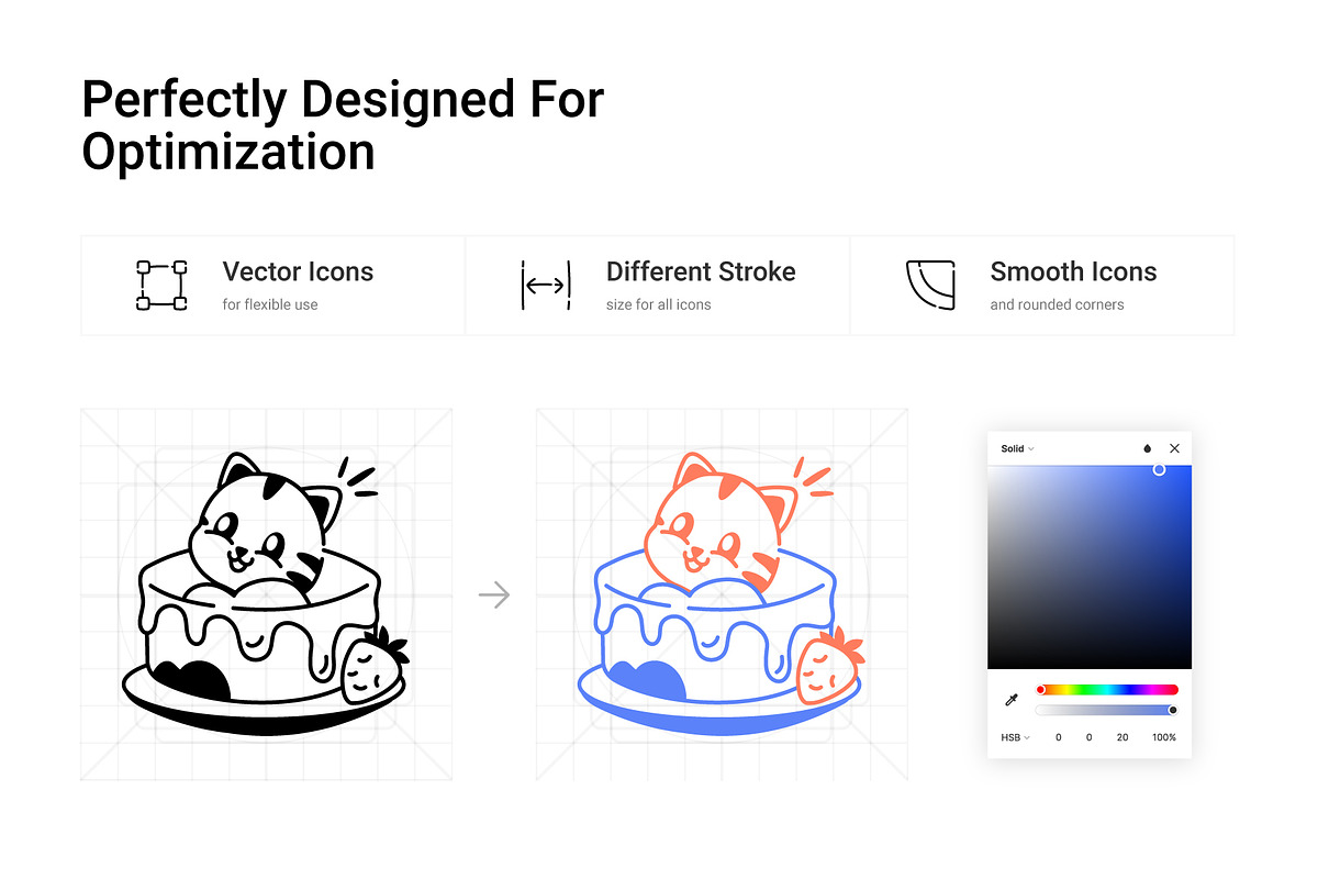 Cute Cat Doodle Icon Pack, an Outline Icon by Prosymbols (Photo 3 of 6)