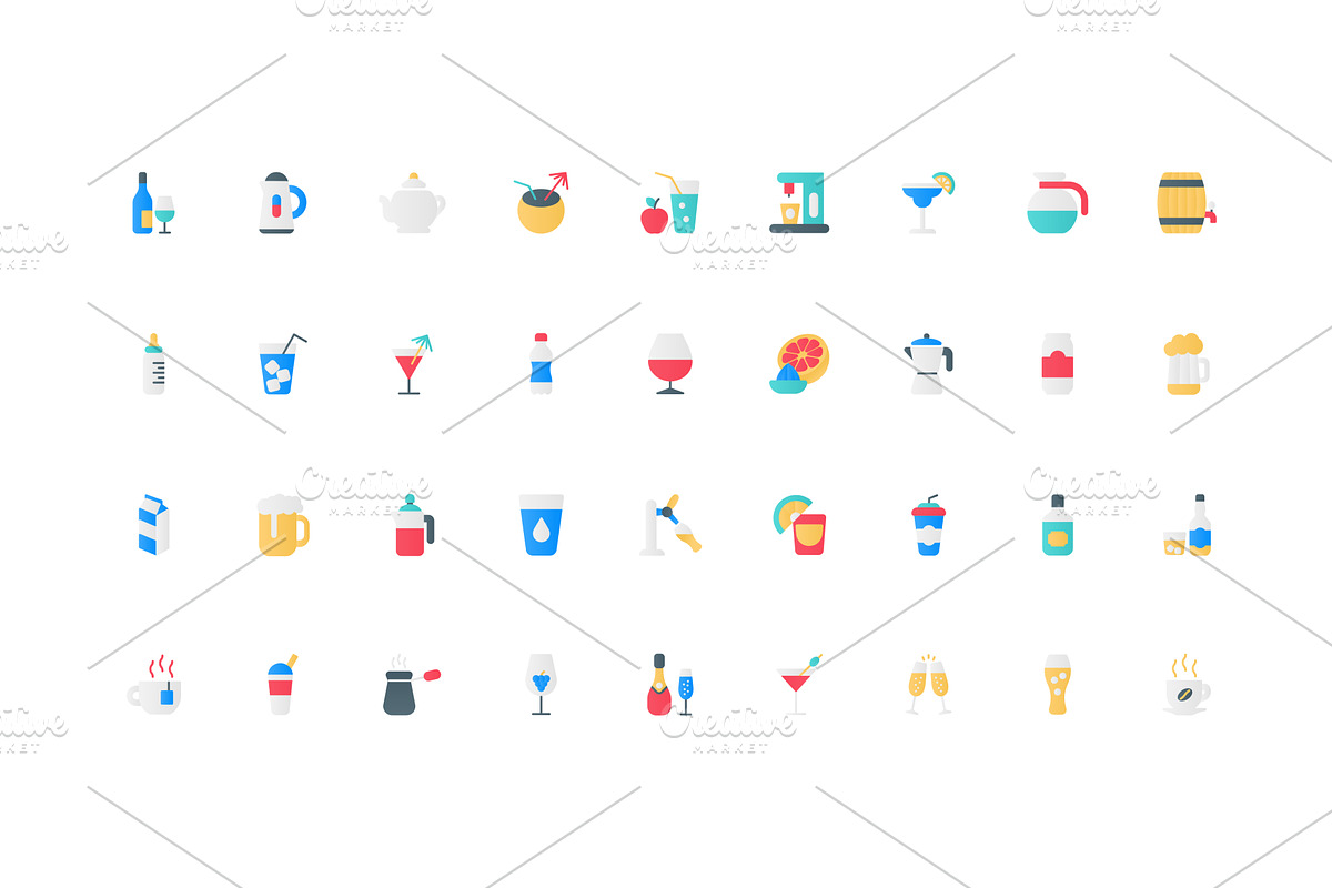 Hot and cold drinks of bar and cafe, a Food Illustration by Lemberg Vector