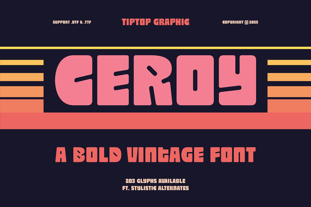 Ceroy - Bold Vintage Font, a Sans Serif Font by Tiptop Graphic (Photo 1 of 10)