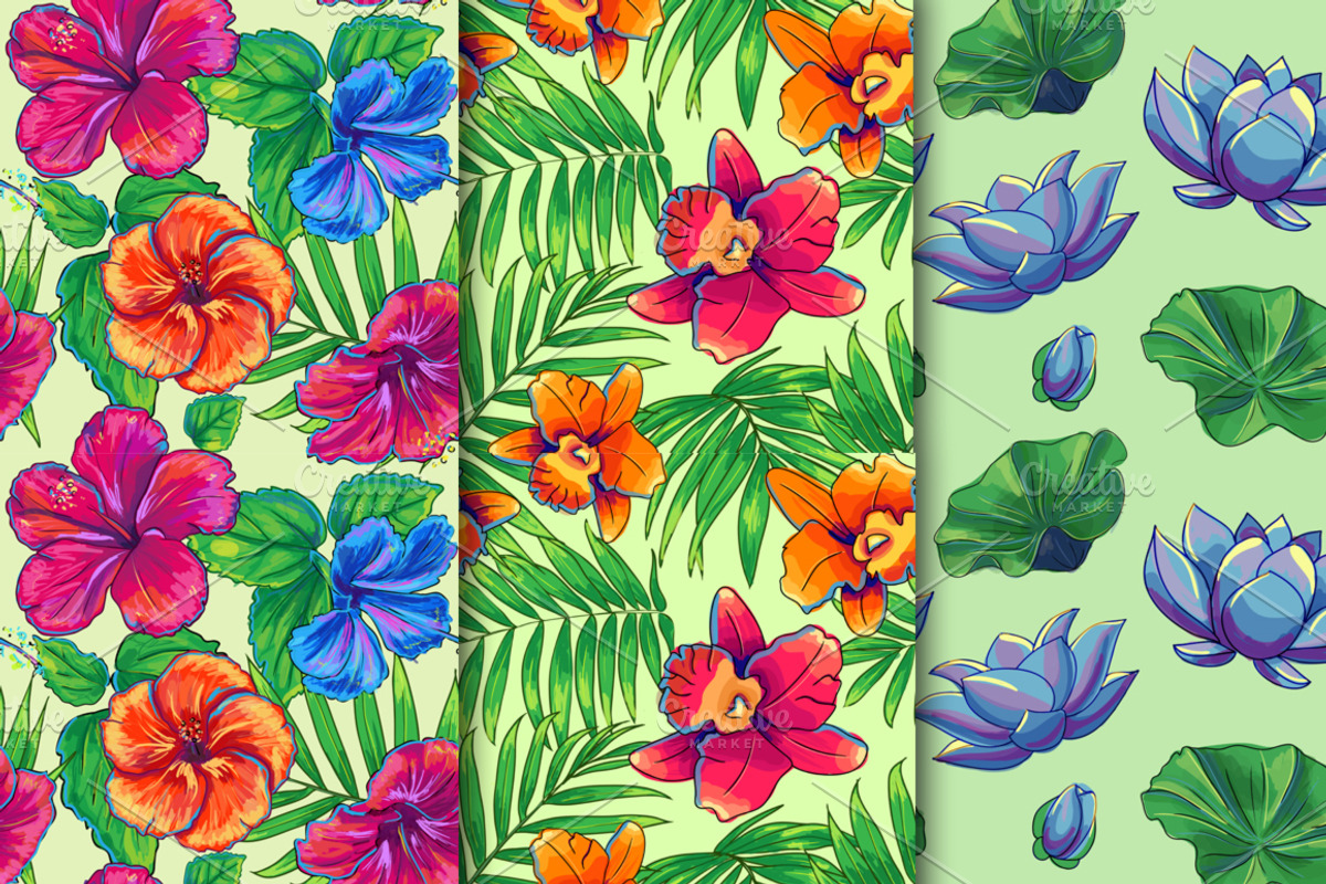 Rose, Hibiscus, Lotus: floral Bundle, a Texture Illustration by Daria Volyanskaya (Photo 4 of 8)