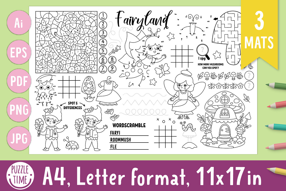 Fairyland coloring activity play mat, an Education Illustration by Lexi Claus (Photo 1 of 6)