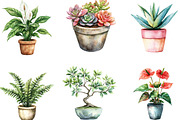 Watercolor Home Plants Clipart, an Illustration by Designking (Thumbnail 3 of 5)