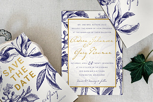 Gold & Navy Wedding Invitation Suite, an Invitation Template by BlueRobinDesignShop