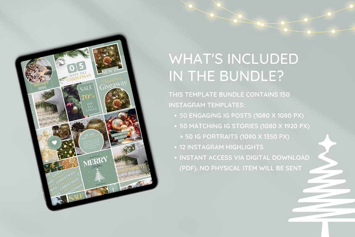 Green Christmas Instagram Templates preview 3