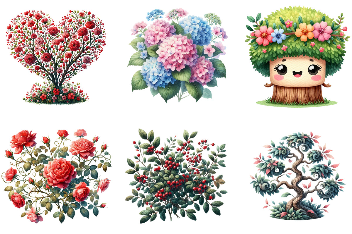 Bushes Clipart Sublimation, an Illustration by DreamArtGraphic (Photo 2 of 4)