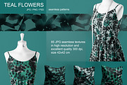 TEAL FLOWERS seamless patterns, a Pattern Graphic by ANAKOTO (Thumbnail 4 of 13)