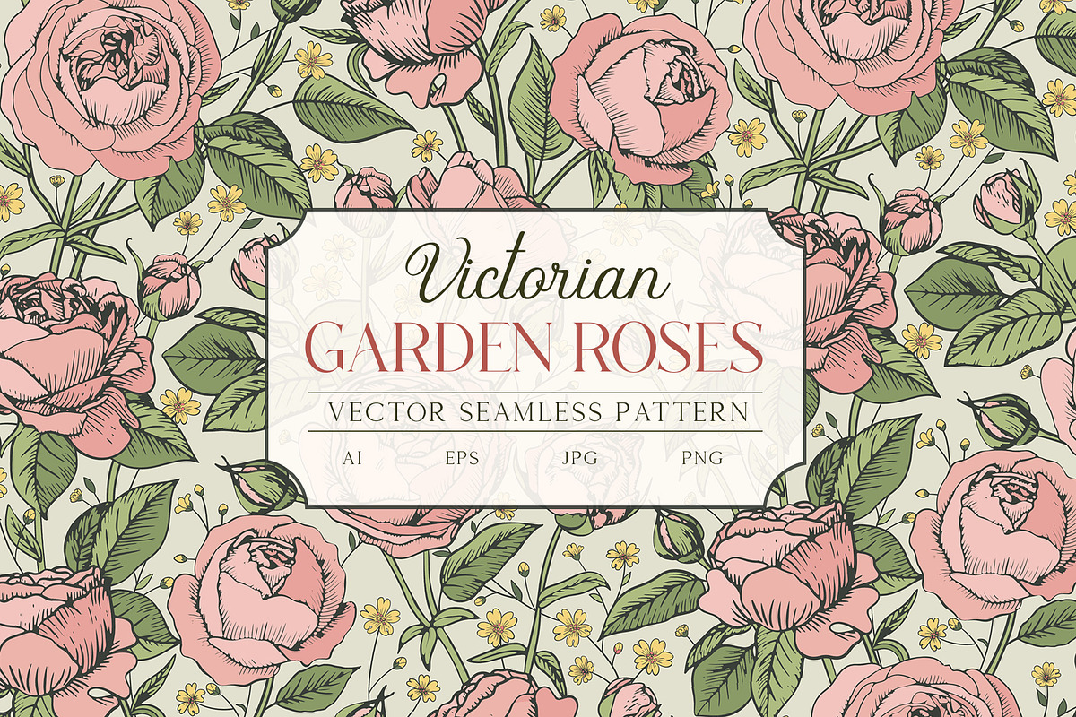 Victorian Garden Roses Pattern, a Pattern Graphic by PenguinArtStudio (Photo 1 of 7)