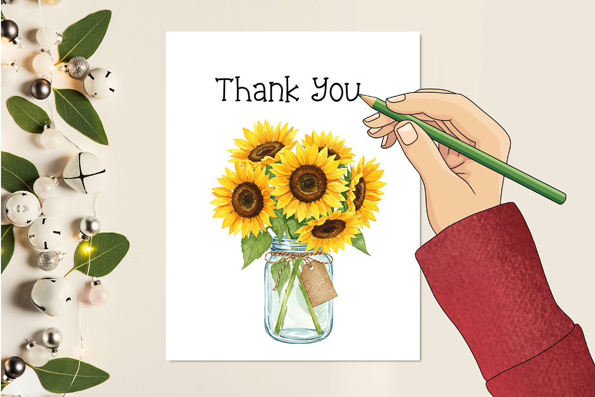 Watercolor Mason Jar Flowers Set, an Illustration by Creative Art (Photo 8 of 9)