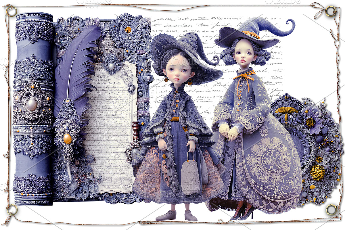 Cute Purple Witch Dolls Clipart, an Object Graphic by Area (Photo 9 of 10)