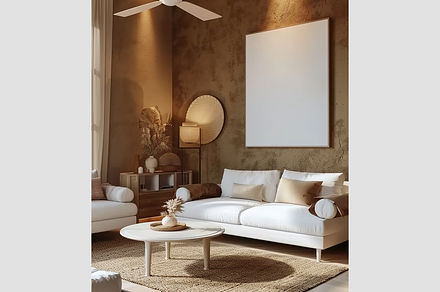 Mockup frame in modern nomadic home, an Architecture Photo by GFXCity
