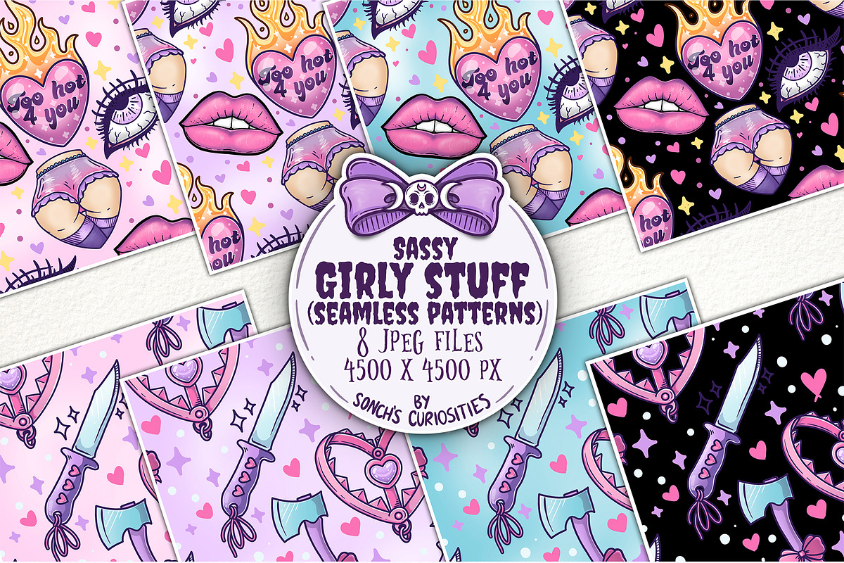 Sassy Girl - feminist cheeky pattern, a Pattern Graphic by Sonch' s Curiosities (Photo 1 of 3)
