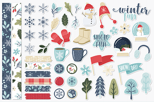 Winter Digital Paper And Clipart Set