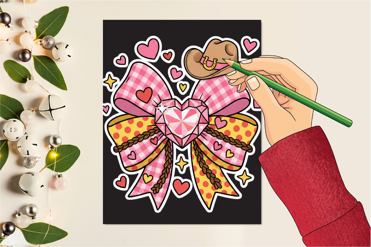 Valentine Bow, Love Bow, Heart Bow,, an Illustration by Designking (Photo 2 of 4)