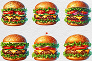 Summer Classic Burger Clipart, an Illustration by Black Bird Studio (Thumbnail 5 of 6)