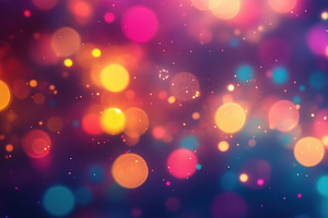 A vibrant abstract background featuring colorful bokeh lights in various sizes, a Photo by Textures & Backgrounds