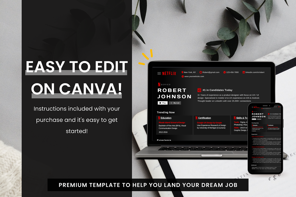 Netflix Resume Template 2026 ATS CV, a Resume Template by SocialMediaTemplate (Photo 5 of 7)