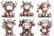Christmas Highland Cow Clipart, an Illustration by Craft Nest (Thumbnail 4 of 6)