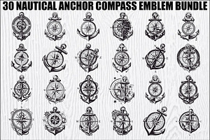 Nautical Anchor Compass Bundle, an Illustration by Creativeshirt