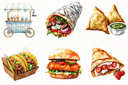 Watercolor Street Food Clipart, an Illustration by OK Design (Thumbnail 5 of 5)