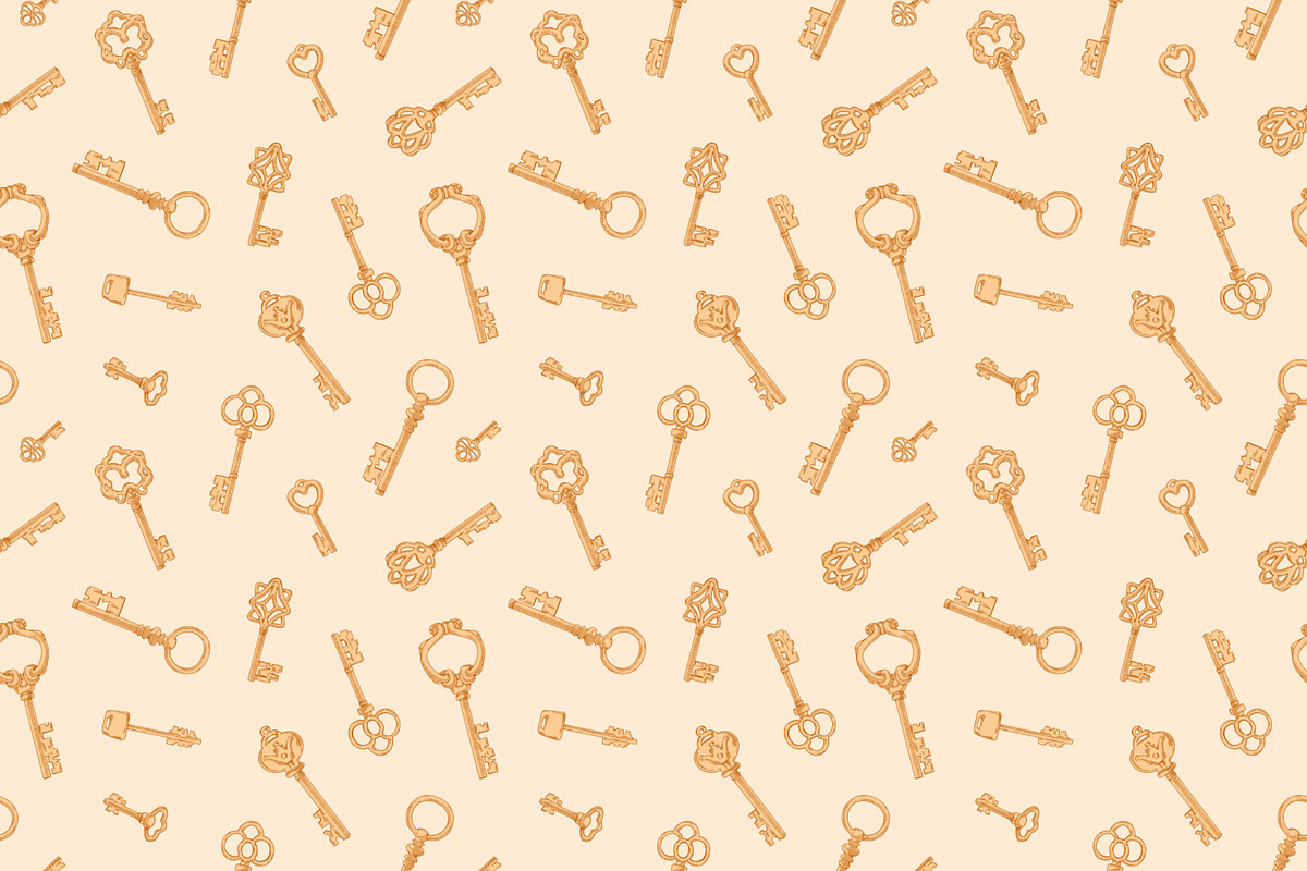 Vintage keys seamless patterns, a Pattern Graphic by Good Studio (Photo 2 of 9)