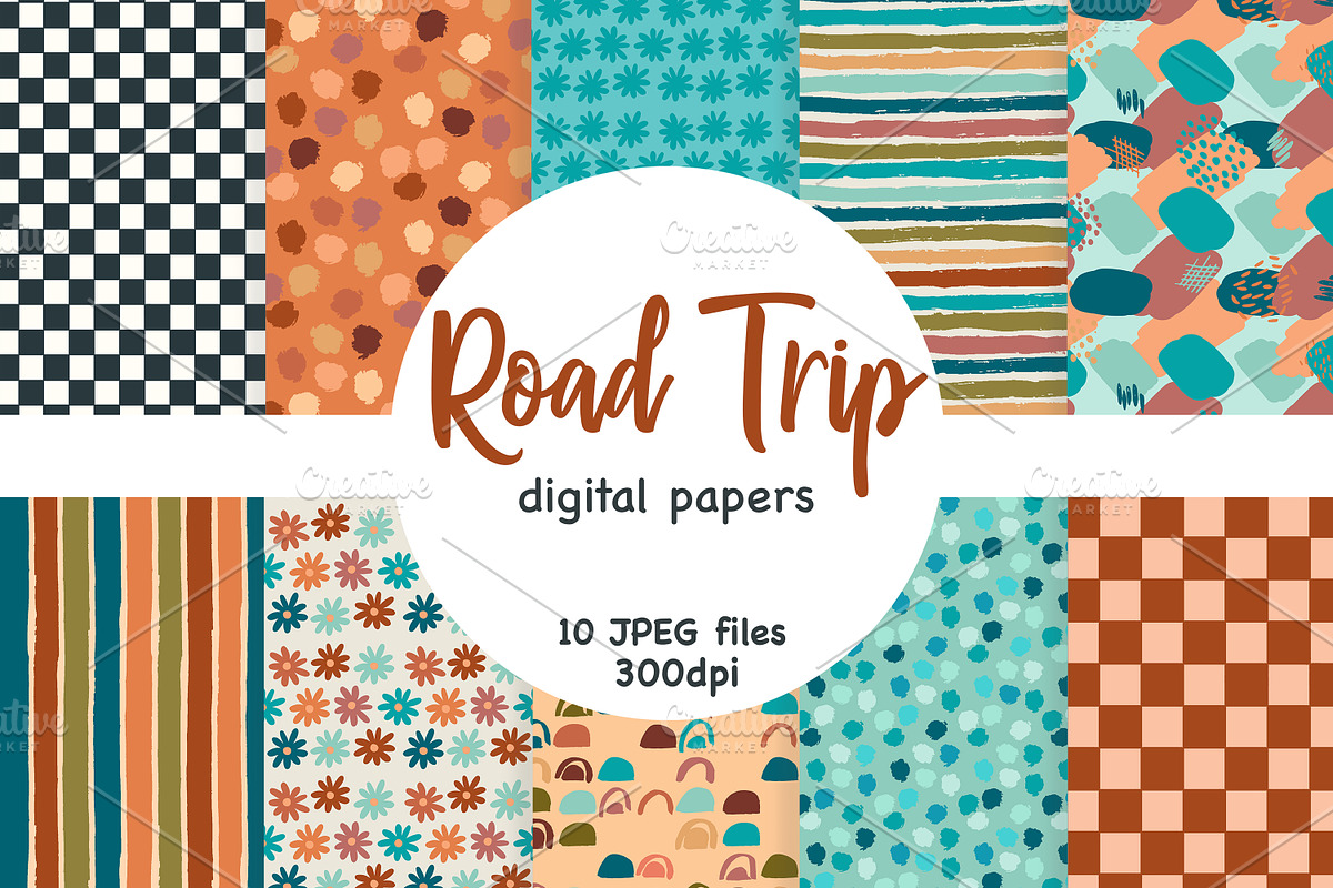 Road Trip Paper, a Pattern Graphic by GlamArtZhanna (Photo 1 of 4)