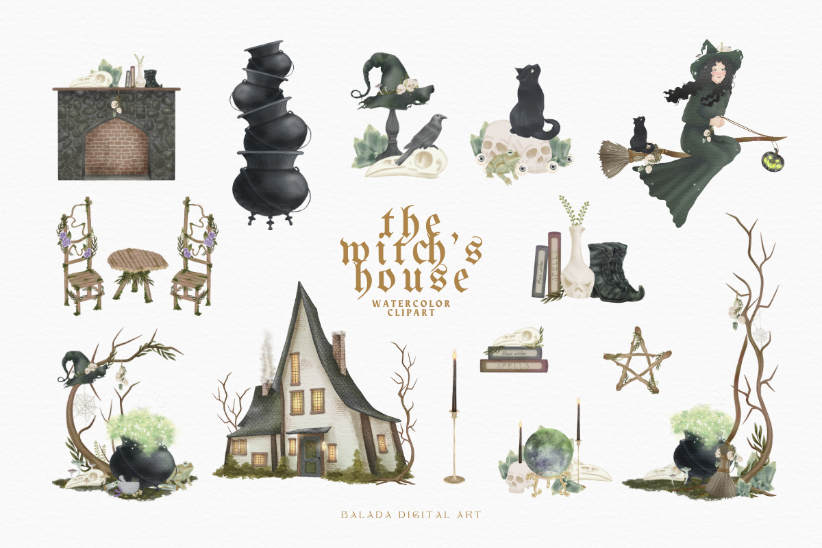 Halloween Witch clipart bundle, an Illustration by Balada Digital Art (Photo 5 of 22)