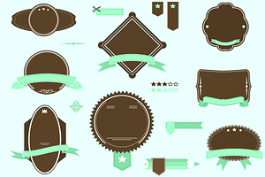 retro banner ribbons frames pack 1