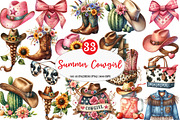 Summer Cowgirl Sublimation Clipart, an Illustration by Watercolor design (Thumbnail 1 of 4)