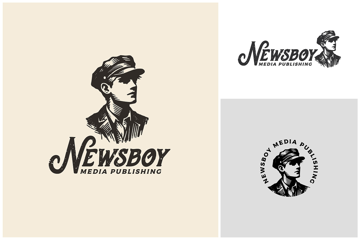 Vintage Boy with Cadet Flat Cap Logo, a Branding & Logo Template by Enola99d (Photo 1 of 2)