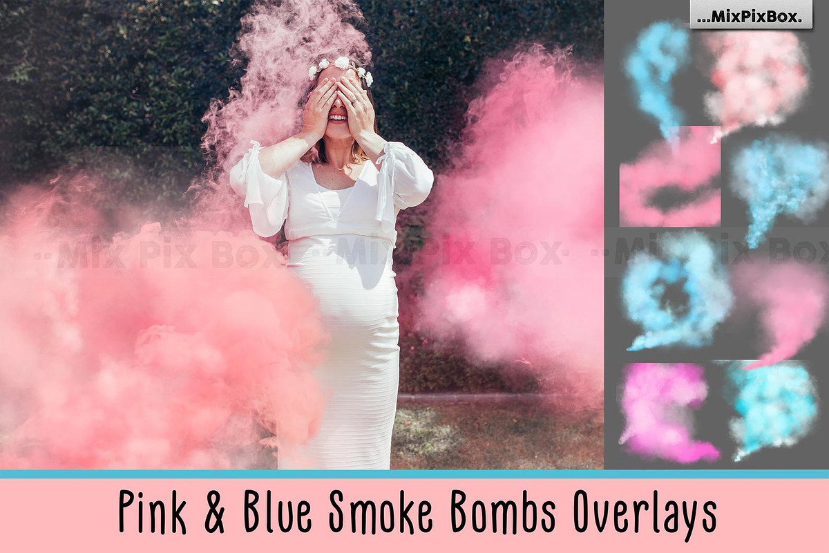 Pink and Blue Smoke Bombs Overlays, a Layer Style Add-On by MixPixBox (Photo 1 of 4)